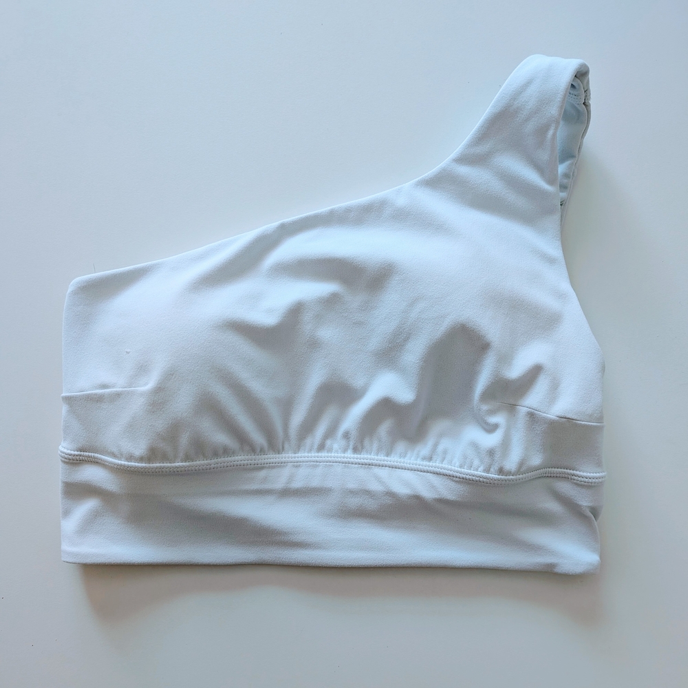 Lululemon Align Asymmetrical Yoga Bra – White, Size 8, Light Support C/D Cup #59 - Picture 3 of 6